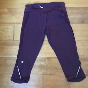Lululemon Run Fast and Free - maroon ruffled crop